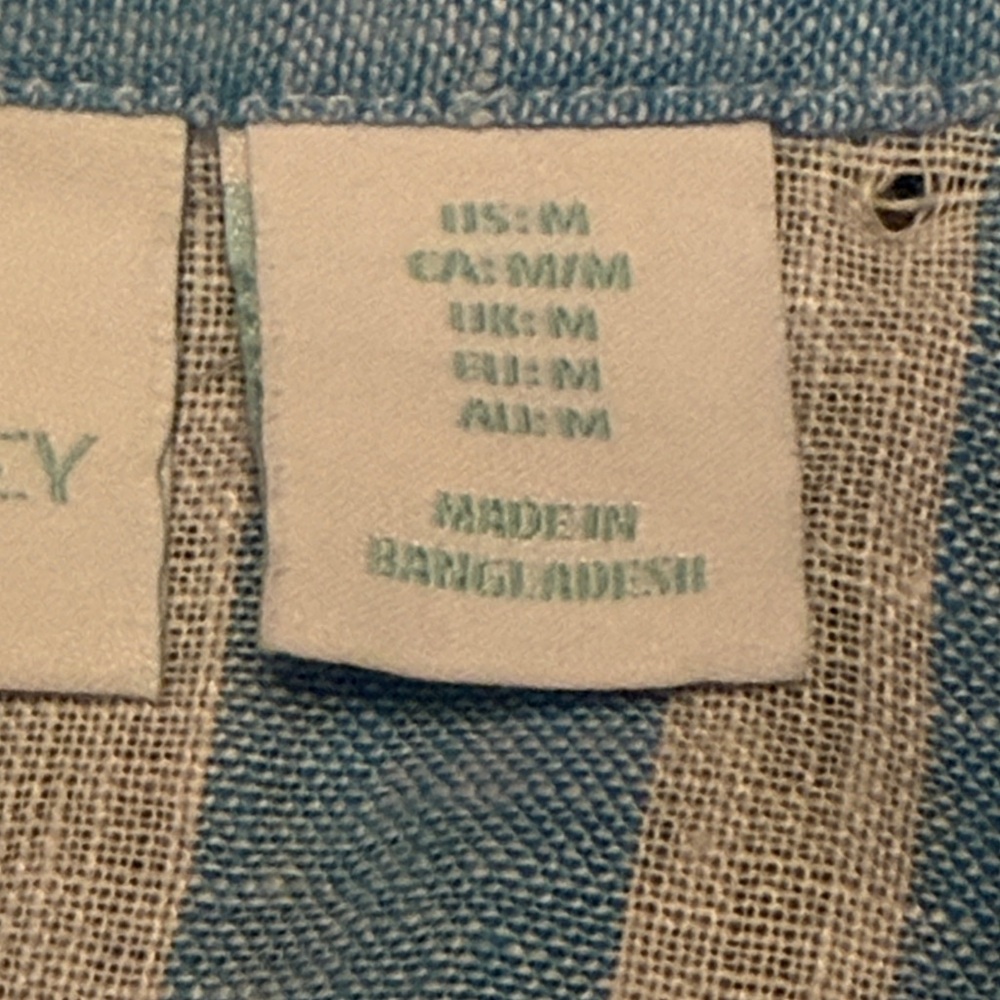 Cynthia Rowley Light Blue and White Striped Linen Button Down Shirt - Picture 5 of 7